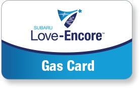 Subaru Love Encore gas card image with Subaru Love-Encore logo. | Sutherlin Subaru in Kingston TN